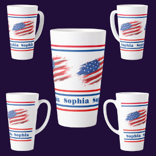 Personalized USA Patriotic Flag  Latte Mug