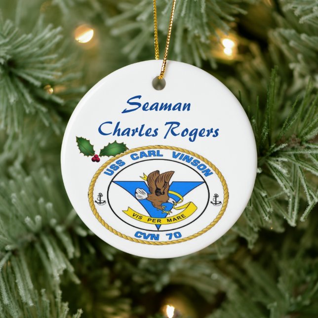 Personalized USS Carl Vinson CVN 70 Ceramic Ornament (Tree)