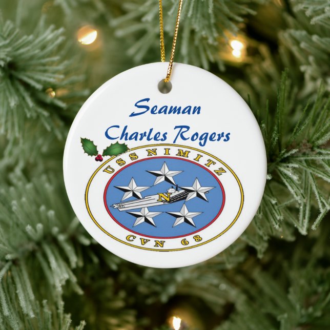 Personalized USS Nimitz CVN 68 Ceramic Ornament (Tree)