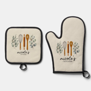 Personalized Utensils Oven Mitt & Pot Holder Set