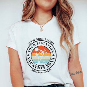 Personalized Vacation Palm Badge, Group Vacation T-Shirt