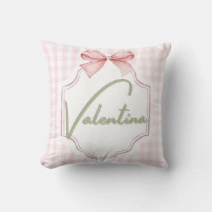 Personalized Valentina Baby Girl Nursery Gingham Cushion