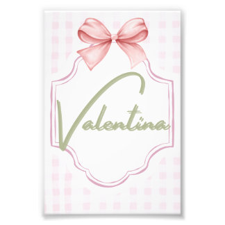 Personalized Valentina Baby Girl Nursery Gingham  Photo Print