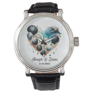 Personalized Valentine Anniversary Seashell Heart Watch