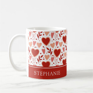 Personalized Valentine Heart Pattern Coffee Mug