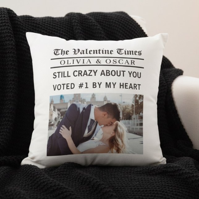 Personalized Valentine Newspaper Photo  Cushion (Creator Uploaded)