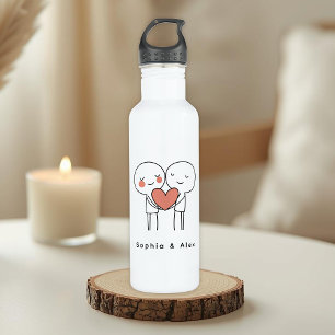 Personalized Valentine’s Couple Matching  710 Ml Water Bottle