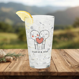 Personalized Valentine’s Couple Matching Glass Cup