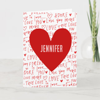 Personalized Valentine’s Romantic Red Heart Card