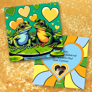 Personalized Valentine's Day   Frog Themed Holiday Card