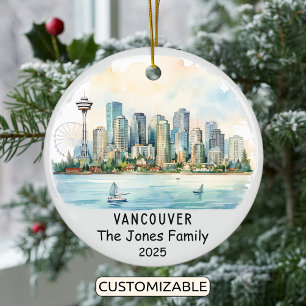 Personalized Vancouver Ornament, Canada Ceramic Ornament