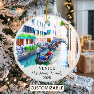 Personalized Venice Ornament, Italy Gift Ceramic Ornament