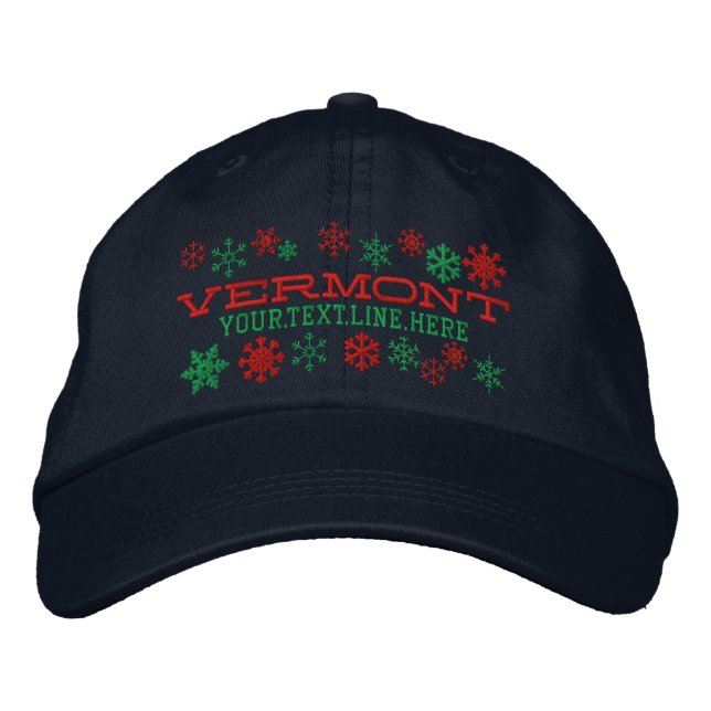 Personalized Vermont Winter Snowflakes Embroidered Hat (Front)