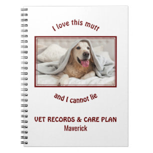Personalized VET RECORDS CARE PLAN Add Photo Notebook