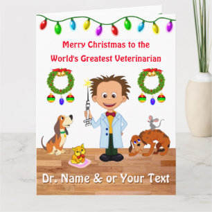 Personalized Veterinarian Christmas Cards Male Vet