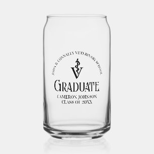 Personalized Veterinary School Graduation Can Glass