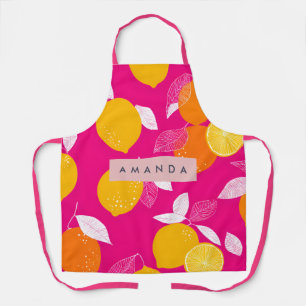 Personalized Vibrant Citrus Lemon Pattern Apron