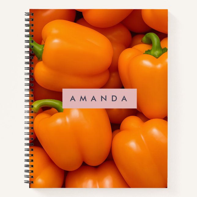 Personalized Vibrant Fresh Orange Bell Pepper Notebook (Front)