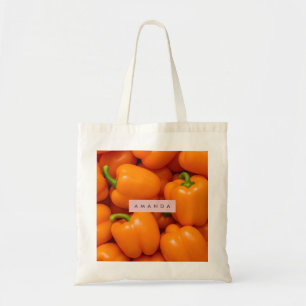 Personalized Vibrant Fresh Orange Bell Pepper Tote Bag