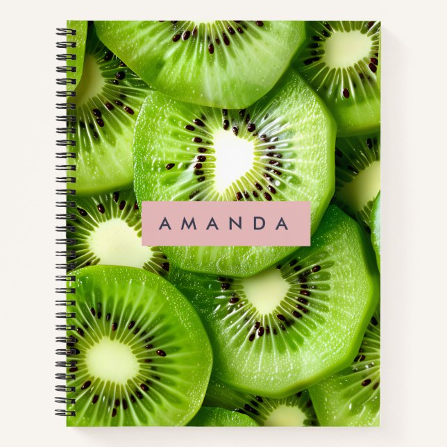 Personalized Vibrant Kiwi Fruit Design Notebook (Front)
