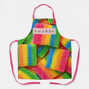 Personalized Vibrant Rainbow Candy Stripe  Apron