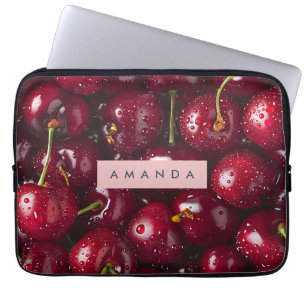 Personalized Vibrant Red Cherry Fruit Laptop Sleeve