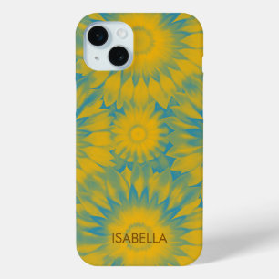 Personalized Vibrant Sunflower Tie-Dye Art iPhone 15 Mini Case