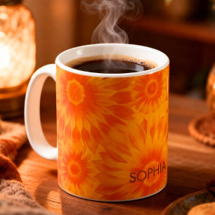 Personalized Vibrant Sunflower Tie-Dye Art Coffee Mug