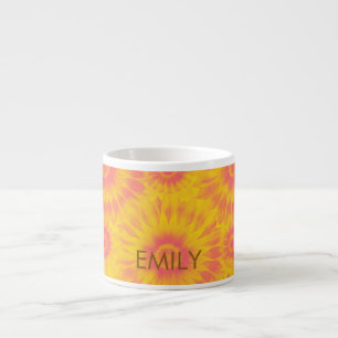 Personalized Vibrant Sunflower Tie-Dye Art Espresso Cup