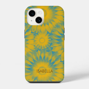 Personalized Vibrant Sunflower Tie-Dye Art iPhone 14 Case