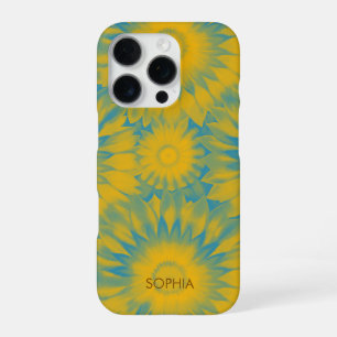 Personalized Vibrant Sunflower Tie-Dye Art iPhone 16 Pro Case