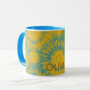 Personalized Vibrant Sunflower Tie-Dye Art Mug