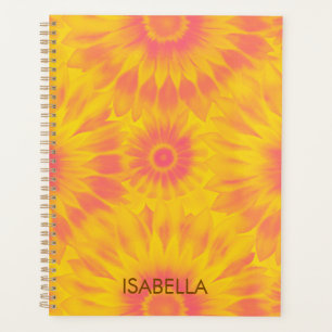 Personalized Vibrant Sunflower Tie-Dye Art Planner
