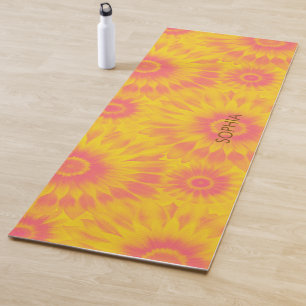 Personalized Vibrant Sunflower Tie-Dye Art Yoga Mat