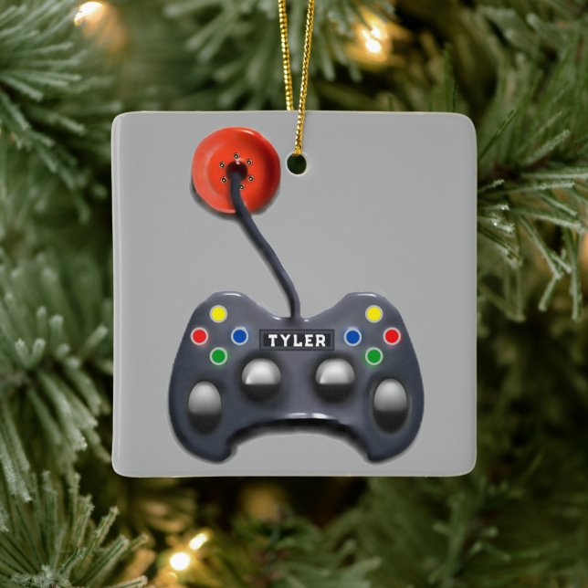 personalized video gamer gift ceramic ornament (Tree)