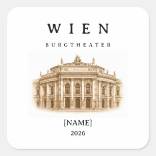Personalized Vienna Burgtheater Name & Year Square Sticker