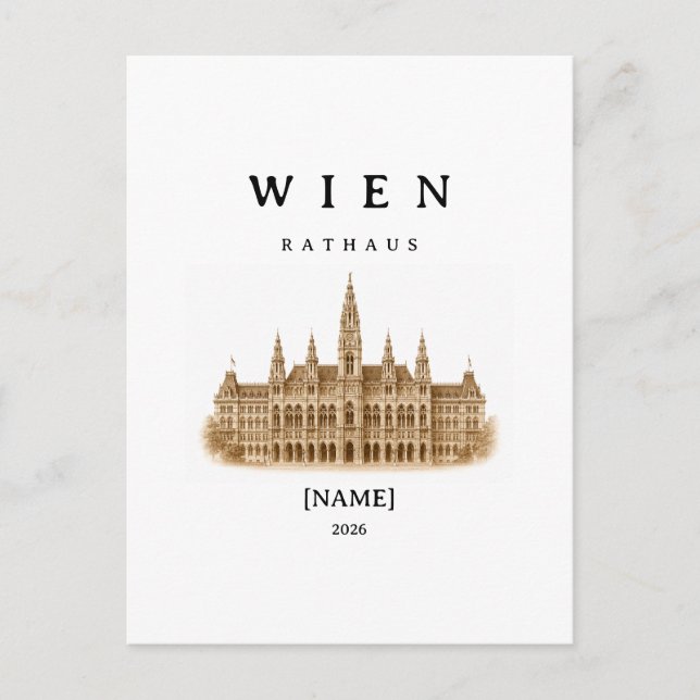 Personalized Vienna City Hall | Name & Year Postcard (Front)