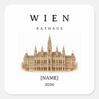 Personalized Vienna City Hall | Name & Year Square Sticker