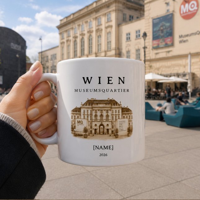 Personalized Vienna Museumsquartier Mug | Name  (Wien MuseumsQuartier erleben – dein personalisierter Becher mitten im kreativen Herzen der Stadt)