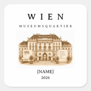 Personalized Vienna MuseumsQuartier Name & Year Square Sticker