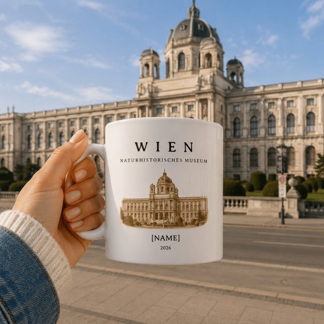 Personalized Vienna Natural History Museum  Coffee Mug (Naturhistorisches Museum Wien – deine personalisierte Tasse mit ikonischer Architektur im Blick)