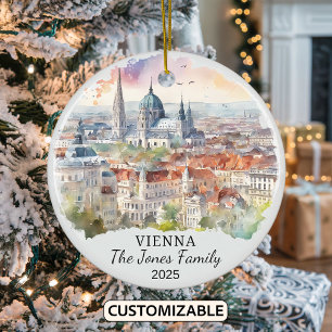 Personalized Vienna Ornament, Austria Gift Ceramic Ornament
