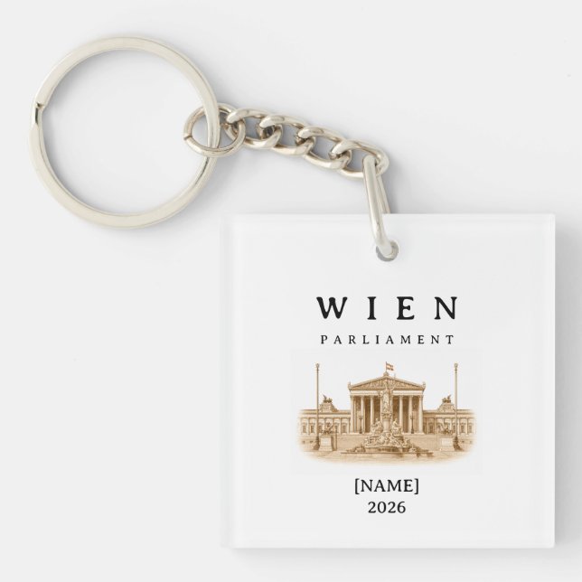 Personalized Vienna Parliament | Name & Year Key Ring (Front)