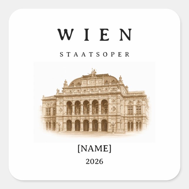 Personalized Vienna State Opera | Name & Year Square Sticker (Front)