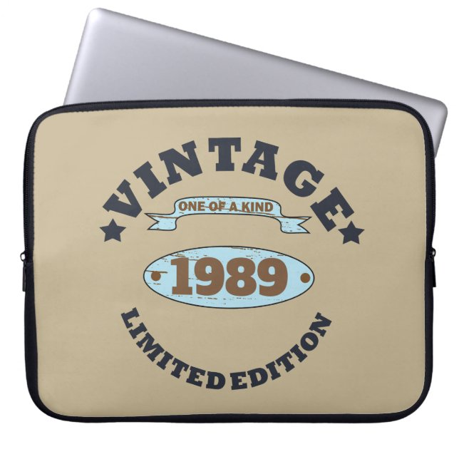 Personalized vintage 30th birthday gift laptop sleeve (Front)