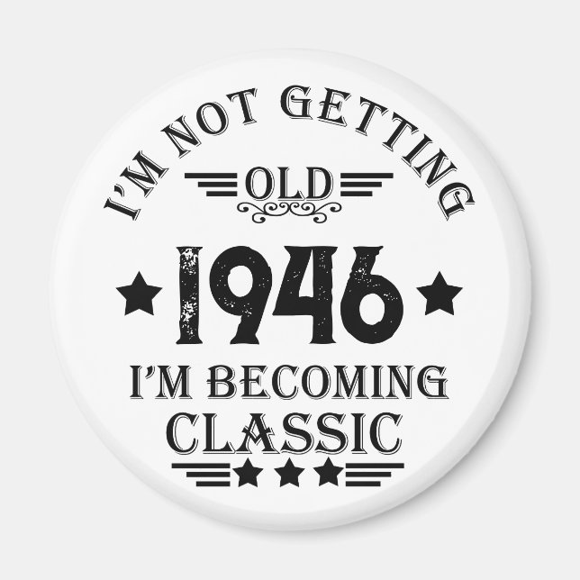 Personalized vintage 80th birthday gift magnet (Front)