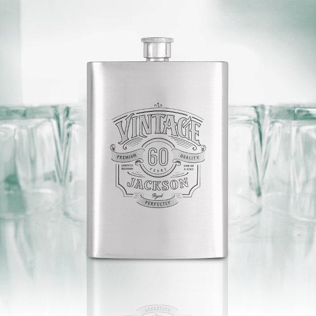 Personalized Vintage Aged To Perfection Birthday Hip Flask (Personalized Vintage Aged To Perfection Birthday Flask)