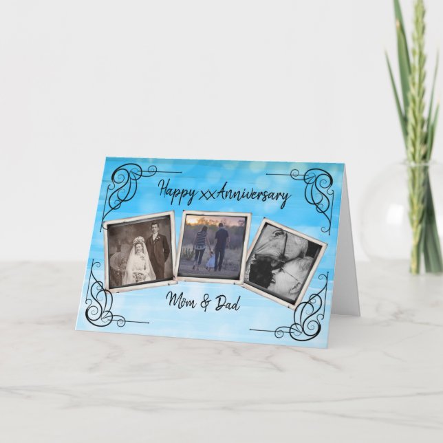 Personalized Vintage Anniversary Photo Card (Front)