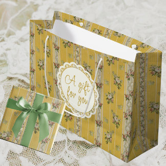 Personalized Vintage Antique Yellow Wallpaper Large Gift Bag