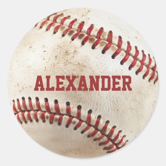 Personalized Vintage Baseball Classic Round Sticker (Front)